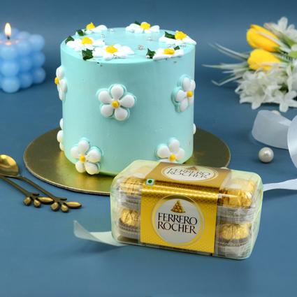 Chocolate Floral Cake & Ferrero Rocher 